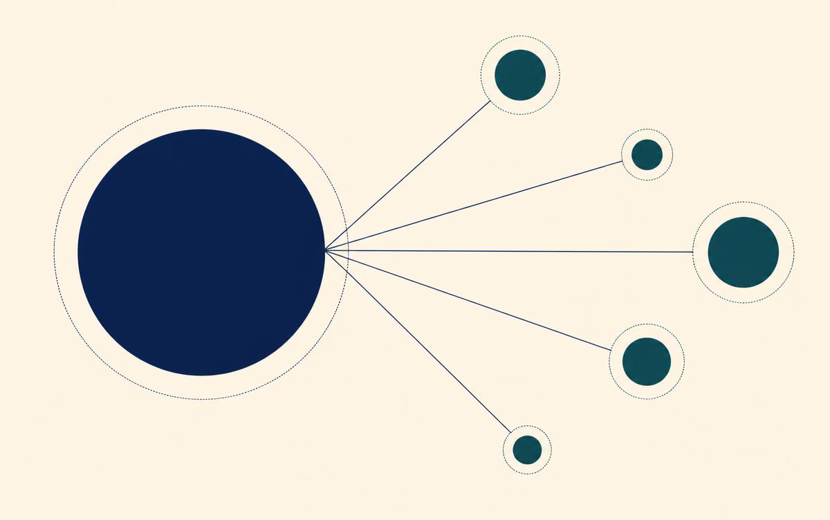 Editorial illustration of a copy-trading allocation interface
